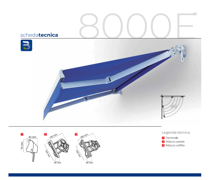 Tenda da sole a bracci Tempotest 8000 E (senza cassonetto)_zanzariere.com
