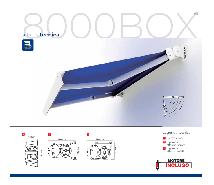 Tenda da sole a bracci Tempotest New 8000 BOX (cassonetto a scomparsa)_zanzariere.com