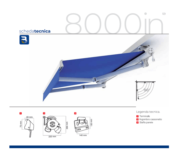 Tenda da sole a bracci Tempotest 8000 IN (con cassonetto)_zanzariere.com