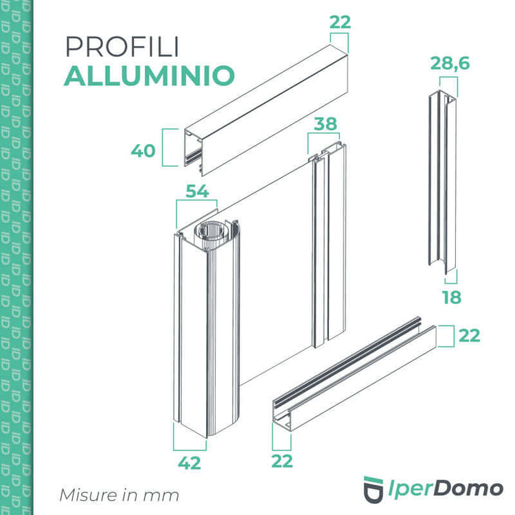 Zanzariera a rullo riducibile porta Finestra Roll Side 42 - 178x250 cm (LXH) - frizione slow - Verde 6005 opaco_zanzariere.com