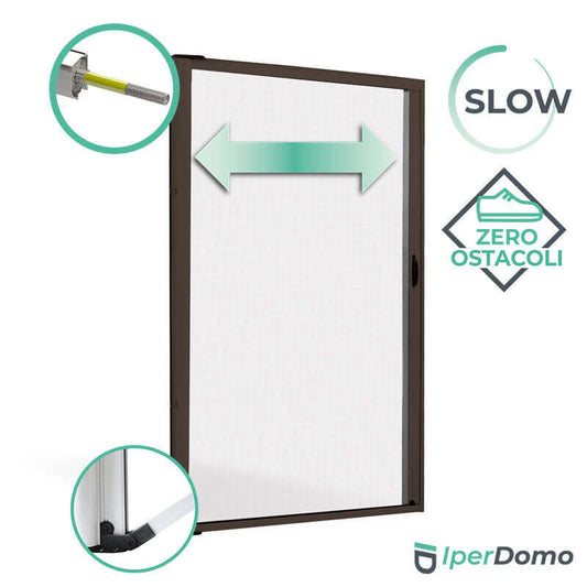 Zanzariera a rullo riducibile porta finestra Roll Side - 42 - 150x250 cm (LxH) - frizione slow - alzaguida - marrone ral 8017_zanzariere.com