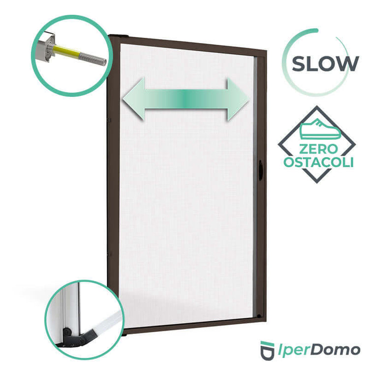 Zanzariera a rullo riducibile porta finestra Roll Side - 42 - 150x250 cm (LxH) - frizione slow - alzaguida - marrone ral 8017_zanzariere.com