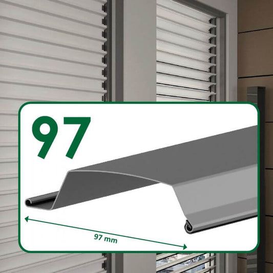 Frangisole guidato con lamelle da 97mm autoportante (P97)_zanzariere.com