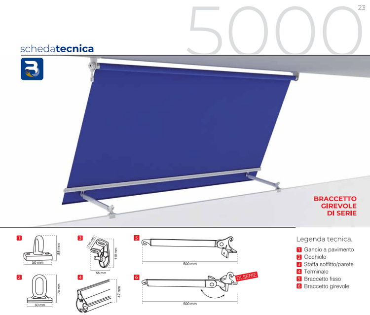 Tenda da sole a caduta Tempotest 5000 con braccetti_zanzariere.com