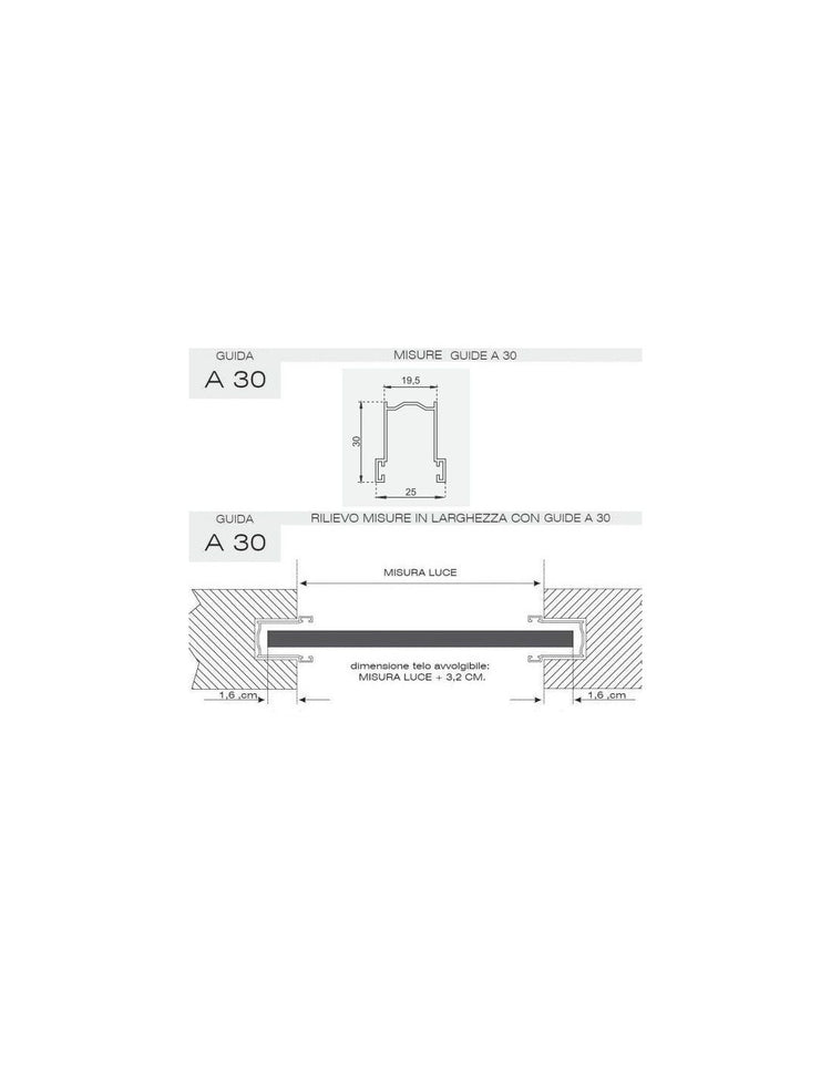 Guide in alluminio estruso da sovrapposizione A30 (con spazzolino)