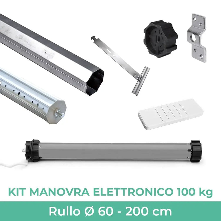 Kit manovra motore 100 Kg - 50 Nm - elettronico telecomandato - rullo da 200 cm_zanzariere.com