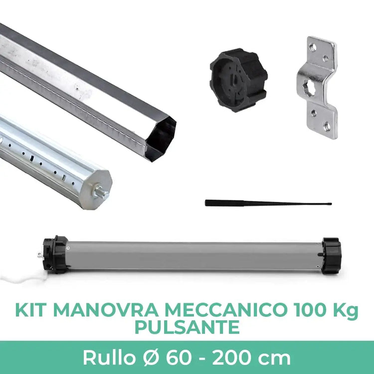 Kit manovra motore 100 Kg - 50 Nm - meccanico pulsante - rullo da 200 cm_zanzariere.com