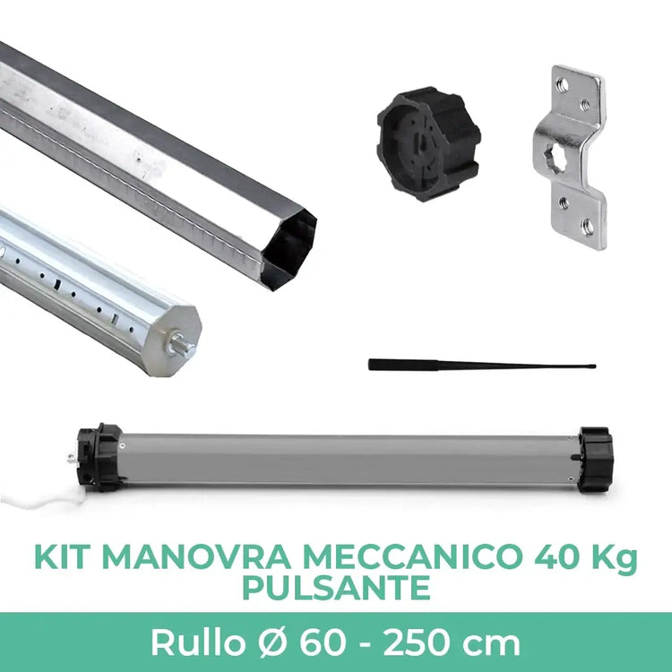 Kit manovra motore 40 Kg - 20 Nm - meccanico pulsante - rullo da 250 cm_zanzariere.com