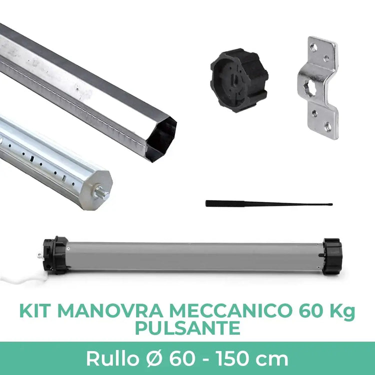 Kit manovra motore 60 Kg - 30 Nm - meccanico pulsante - rullo da 150 cm_zanzariere.com