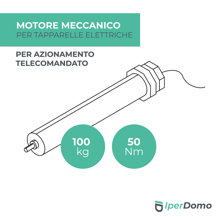 Motore meccanico telecomandato per tapparelle elettriche 100 kg (50 Nm) + telecomando 1 canale
