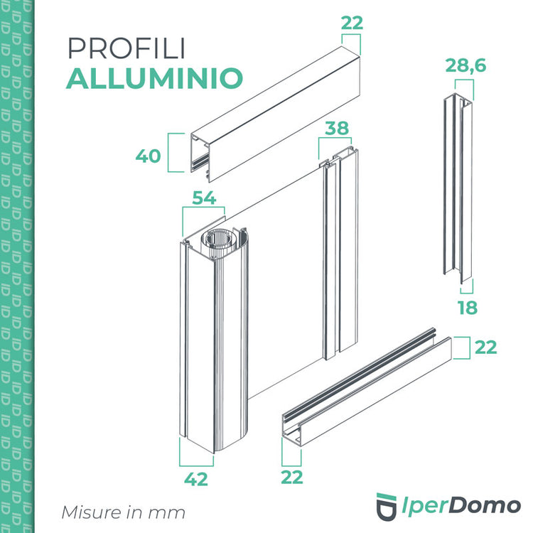Zanzariera a rullo riducibile porta Finestra Roll Side 42 - 178x250 cm (LXH) - frizione slow - Verde 6005 opaco