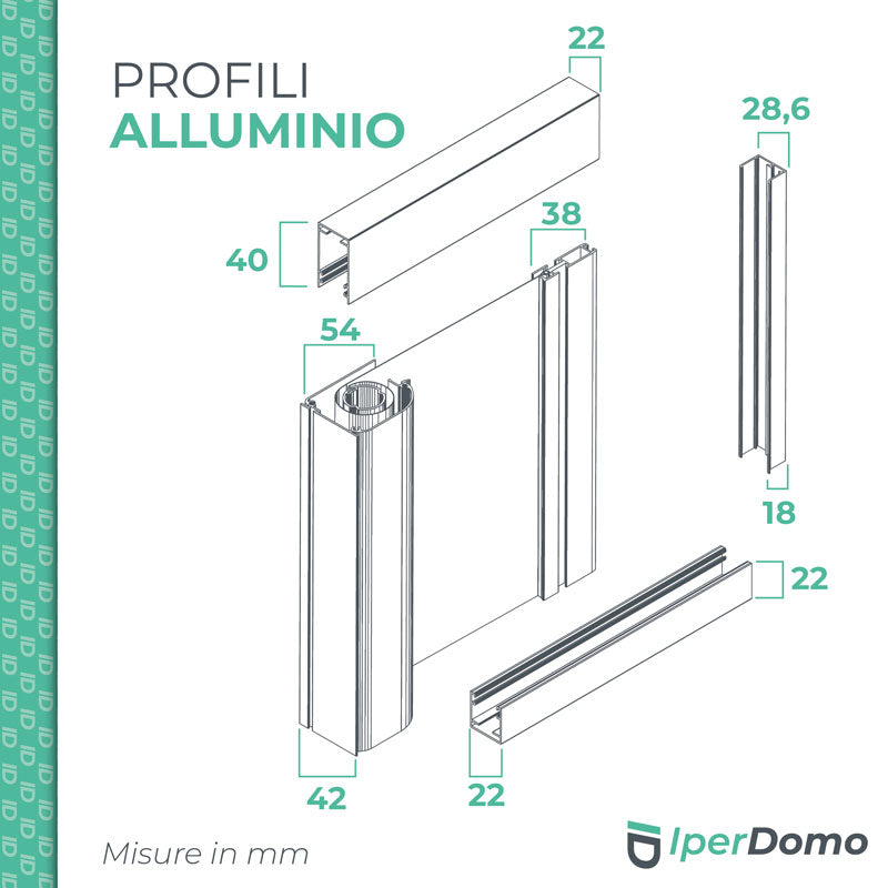 Zanzariera a rullo riducibile porta Finestra Roll Side 42 - 178x250 cm (LXH) - frizione slow - Verde 6005 opaco