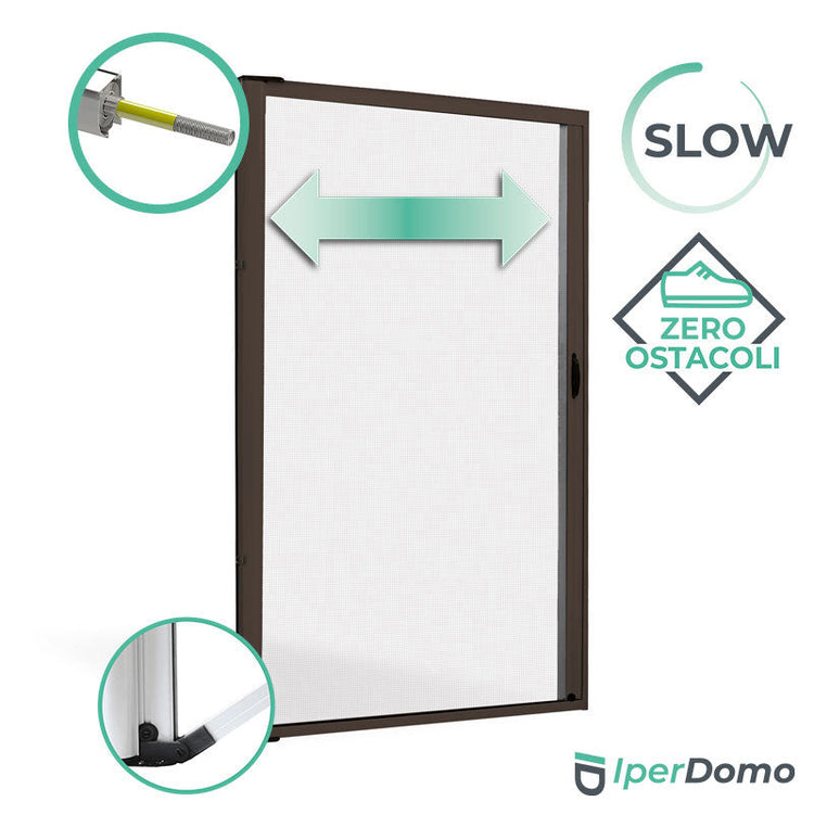 Zanzariera a rullo riducibile porta finestra Roll Side - 42 - 150x250 cm (LxH) - frizione slow - alzaguida - marrone ral 8017