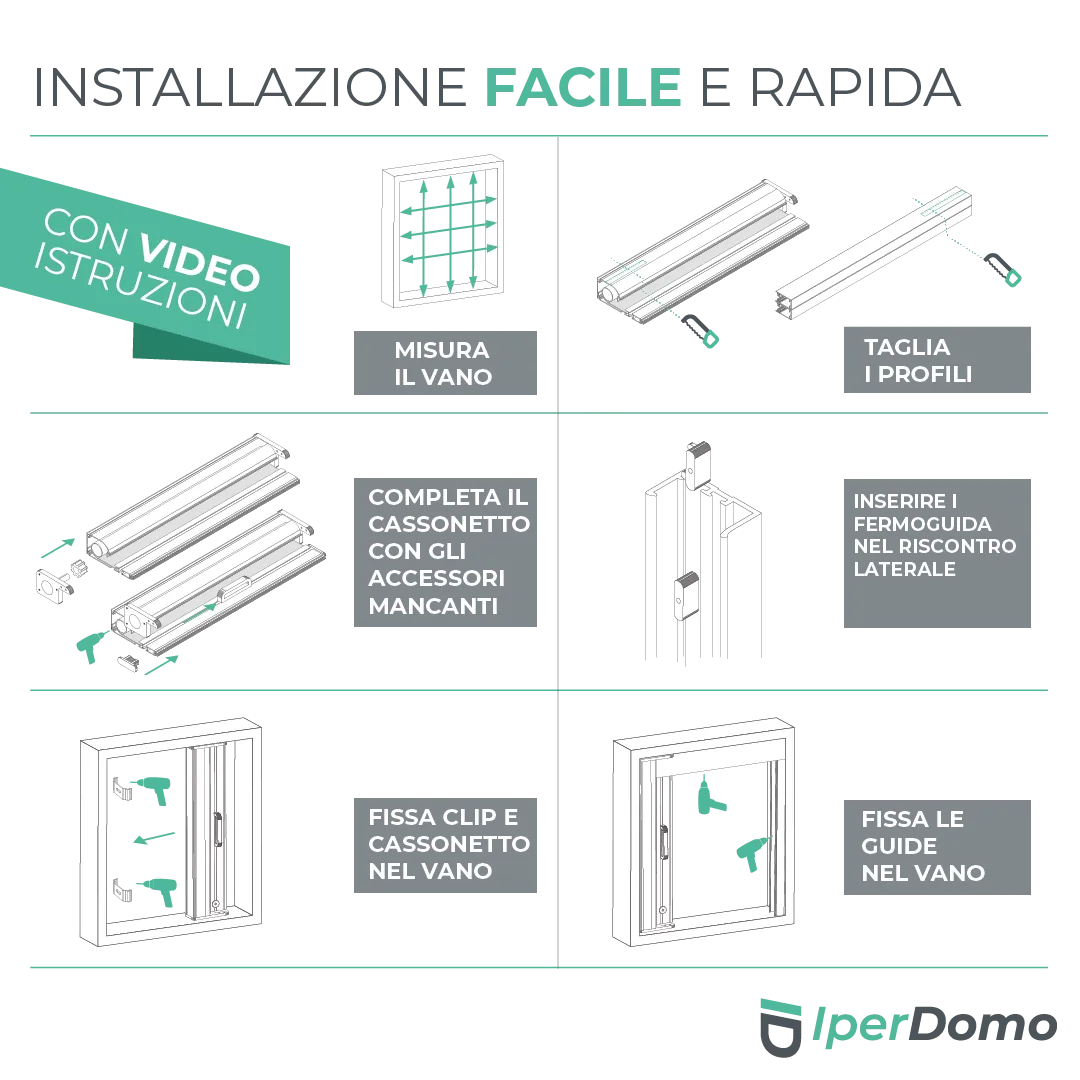 Zanzariera a rullo riducibile porta Finestra Roll Side 42 - 178x250 cm (LXH) - frizione slow - Verde 6005 opaco