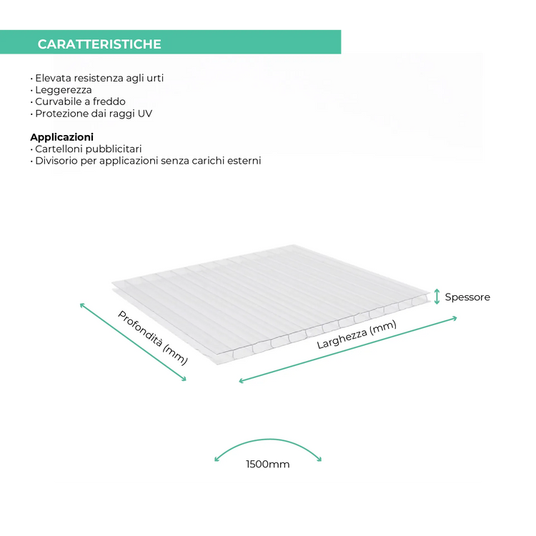 Policarbonato Alveolare 10 mm Trasparente