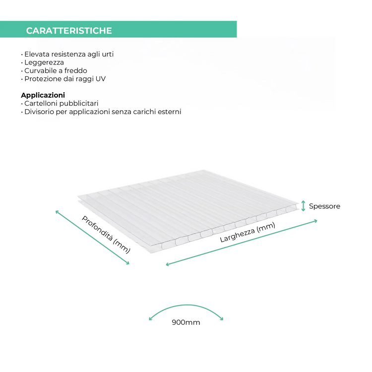Policarbonato Alveolare 6 mm Trasparente