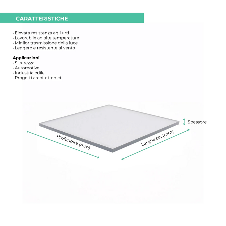 Policarbonato Compatto 5 mm Trasparente protetto UV