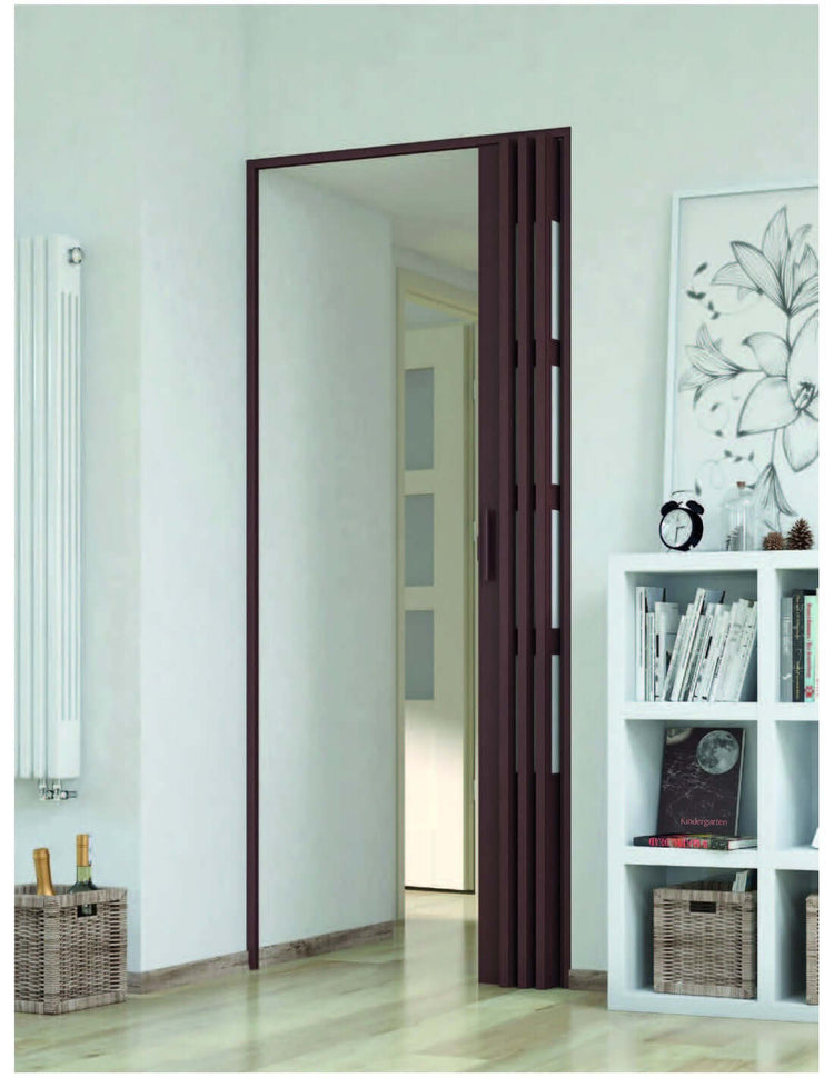 Porta a soffietto da interno su misura in pvc con vetri