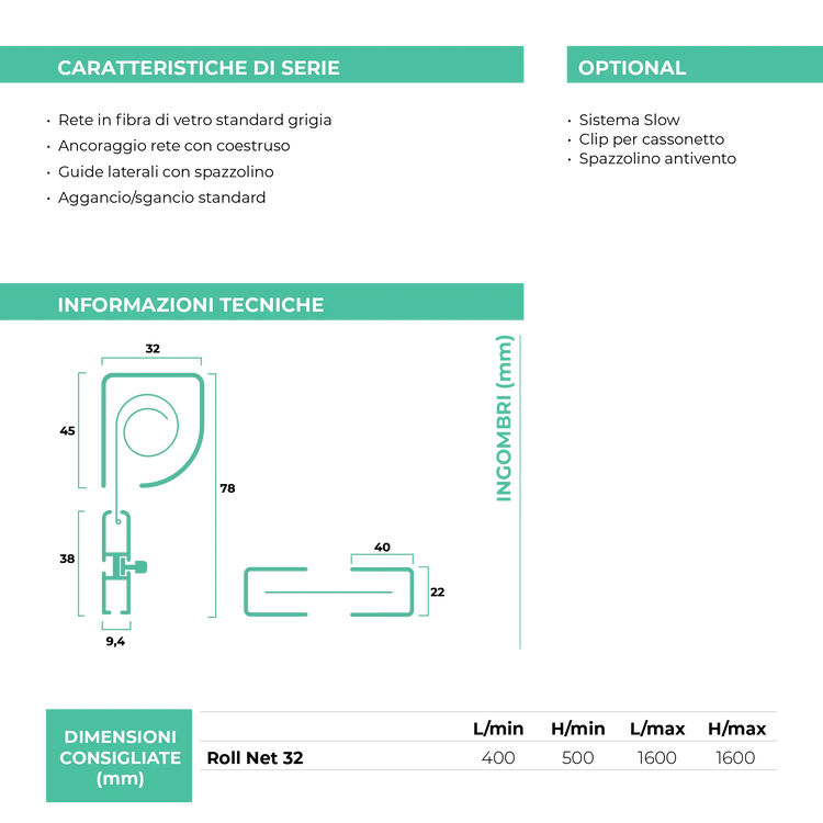 Zanzariera Roll Net 32